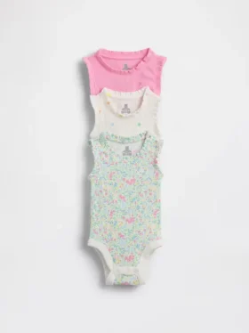 Baby First Favorites – body bez rękawów z falbankami z dzianiny Tinyrib (zestaw 3 sztuk)