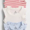 Baby First Favorites – body bez rękawów z falbankami z dzianiny Tinyrib (zestaw 3 sztuk)