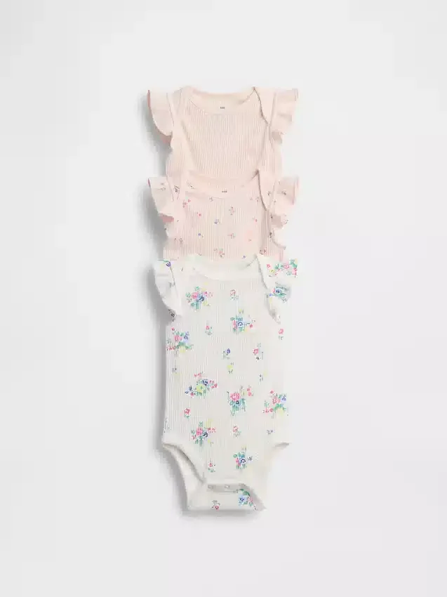 Baby First Favorites – body z falbankami z dzianiny Tinyrib (zestaw 3 szt.)
