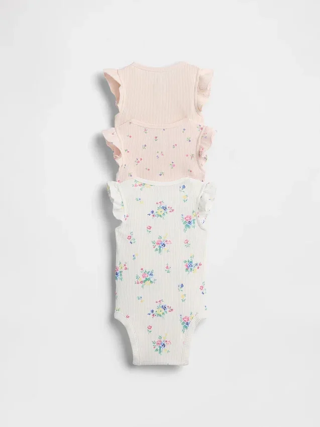 Baby First Favorites – body z falbankami z dzianiny Tinyrib (zestaw 3 szt.)