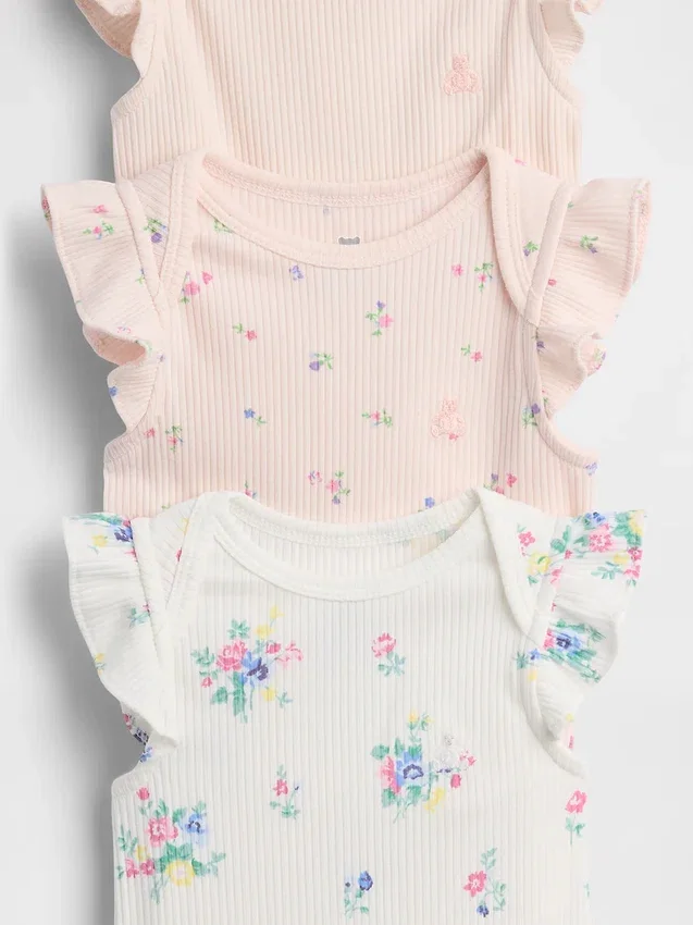 Baby First Favorites – body z falbankami z dzianiny Tinyrib (zestaw 3 szt.)