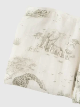Bambusowy kocyk dziecięcy „Gilded Bird Safari Toile”