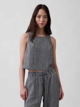 Bawełniana koszulka bez rękawów z gazy w stylu racerback