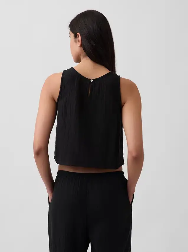 Bawełniana koszulka bez rękawów z gazy w stylu racerback