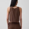 Bawełniana koszulka bez rękawów z gazy w stylu racerback
