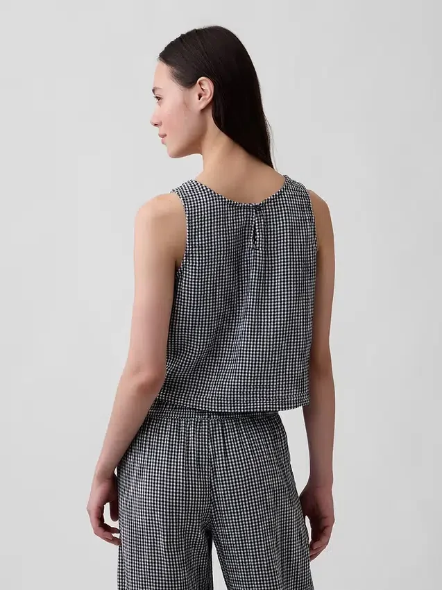Bawełniana koszulka bez rękawów z gazy w stylu racerback