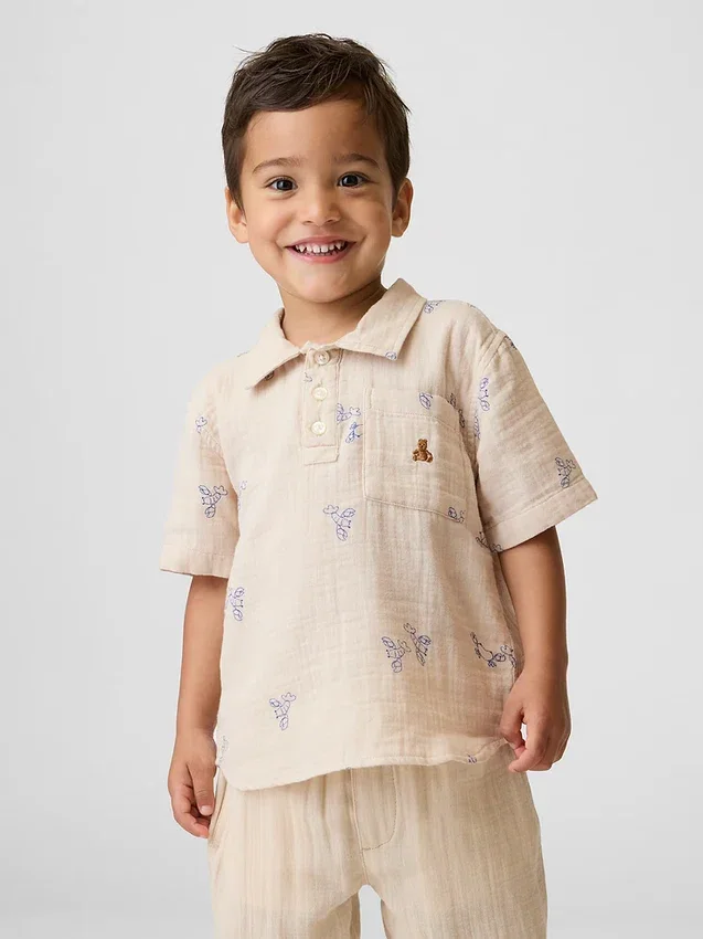 Bawełniana koszulka polo z nadrukiem dla niemowląt i Maluchów
