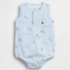 Bawełniany body dla niemowląt z gazy w stylu Henley z kieszenią