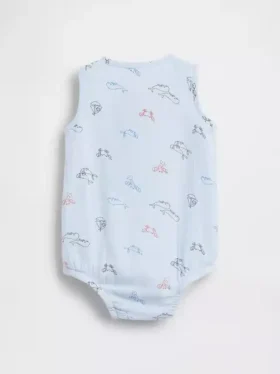 Bawełniany body dla niemowląt z gazy w stylu Henley z kieszenią
