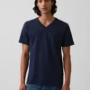 Bawełniany T-shirt z dekoltem w serek