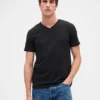 Bawełniany T-shirt z dekoltem w serek