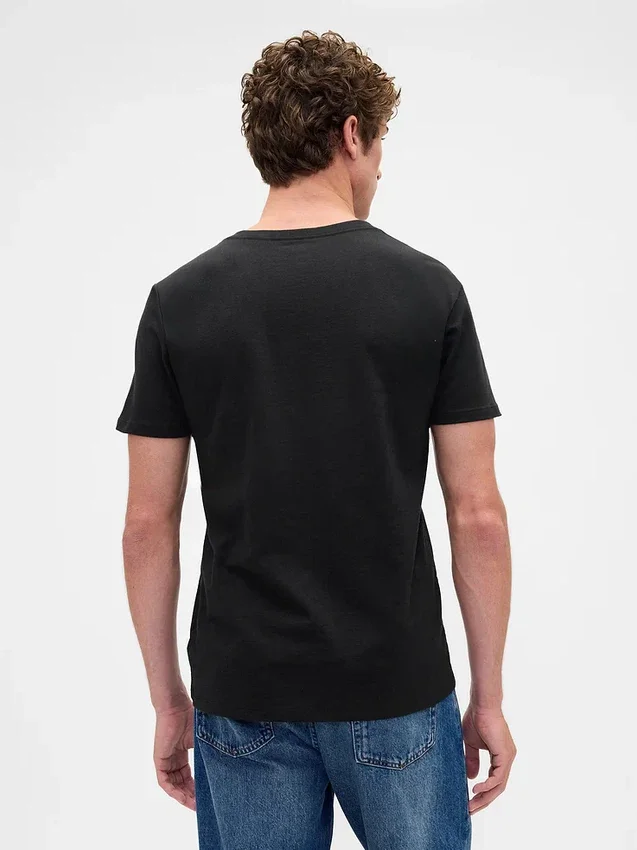 Bawełniany T-shirt z dekoltem w serek