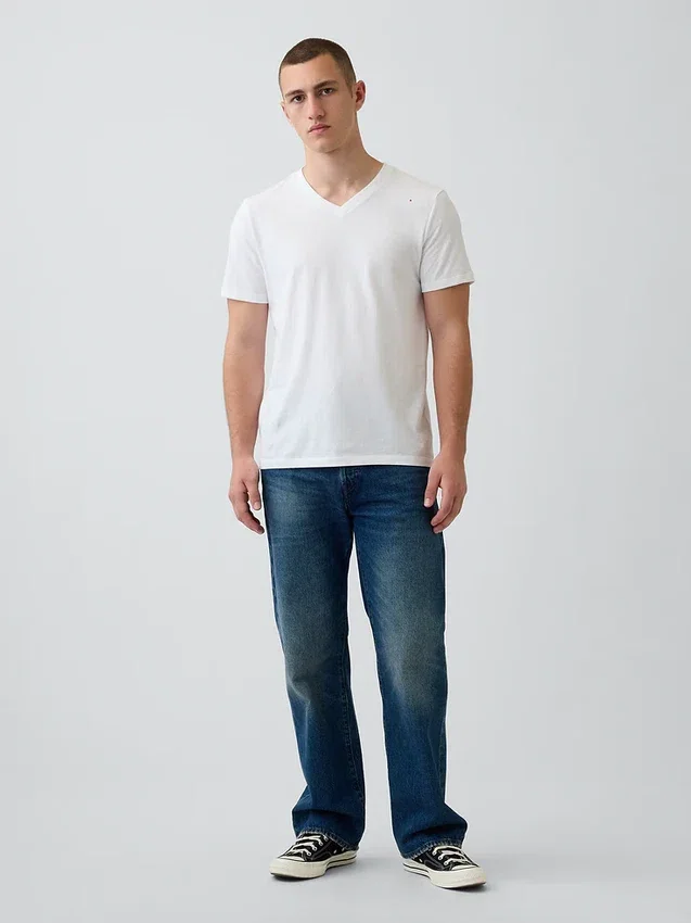 Bawełniany T-shirt z dekoltem w serek