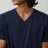 Bawełniany T-shirt z dekoltem w serek