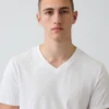 Bawełniany T-shirt z dekoltem w serek