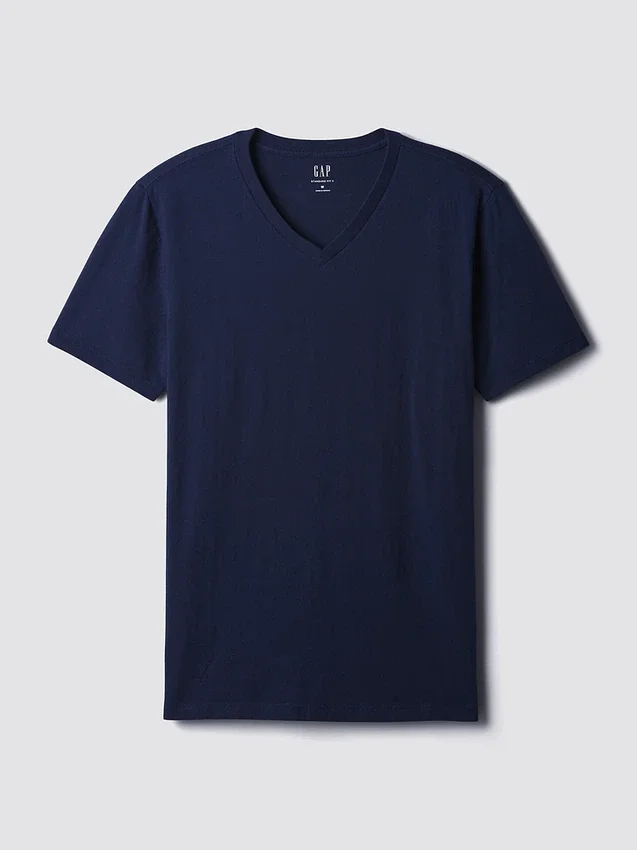 Bawełniany T-shirt z dekoltem w serek