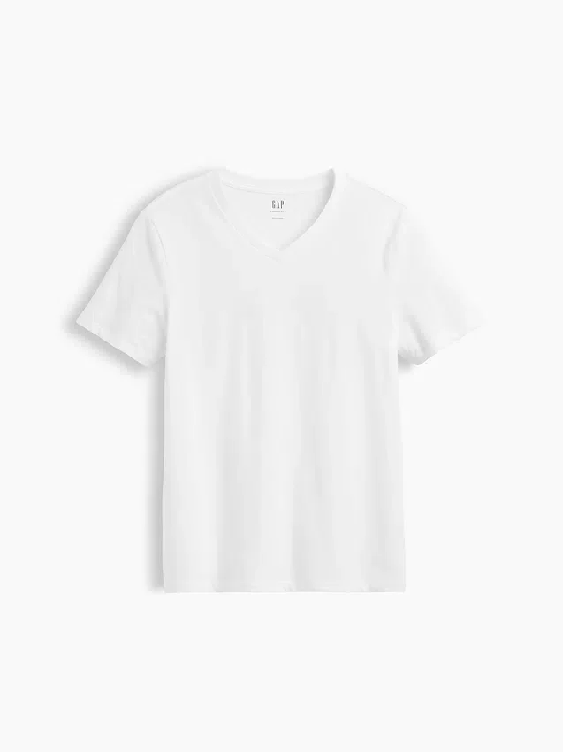 Bawełniany T-shirt z dekoltem w serek