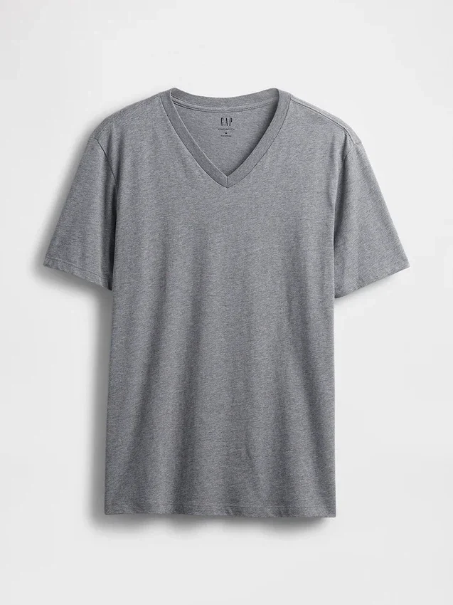 Bawełniany T-shirt z dekoltem w serek