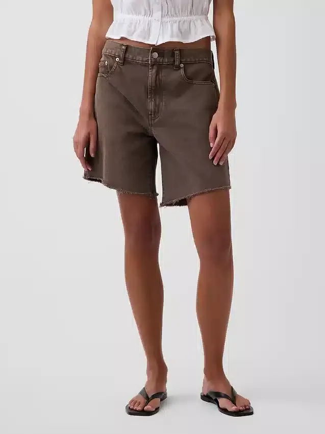 Bermudy dżinsowe o średniej wysokości w pasie i luźnym kroju, 8"