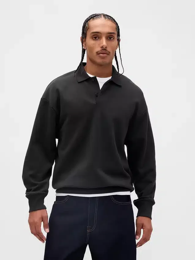 Bluza koszulka polo oversize dla dorosłych z grubej dzianiny