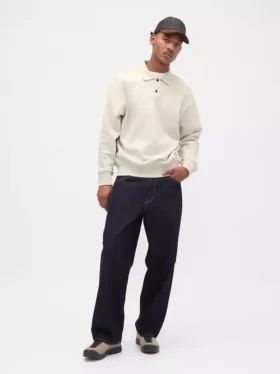 Bluza koszulka polo oversize dla dorosłych z grubej dzianiny