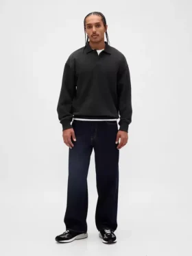 Bluza koszulka polo oversize dla dorosłych z grubej dzianiny