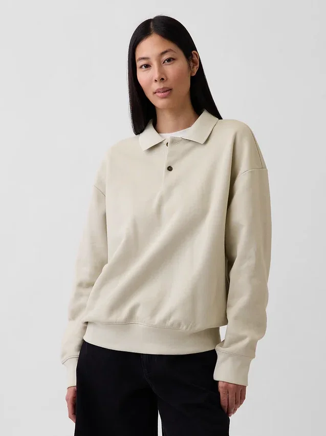 Bluza koszulka polo oversize dla dorosłych z grubej dzianiny