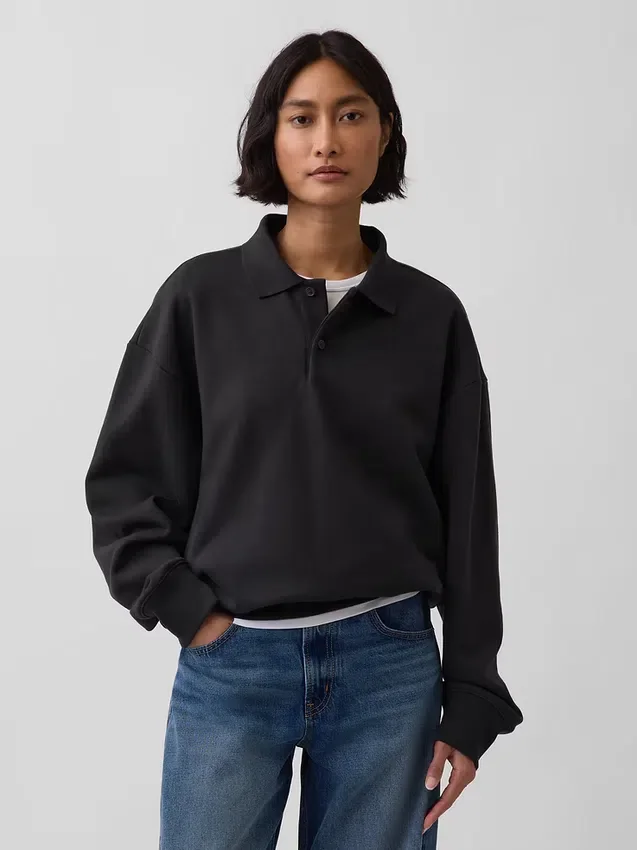 Bluza koszulka polo oversize dla dorosłych z grubej dzianiny