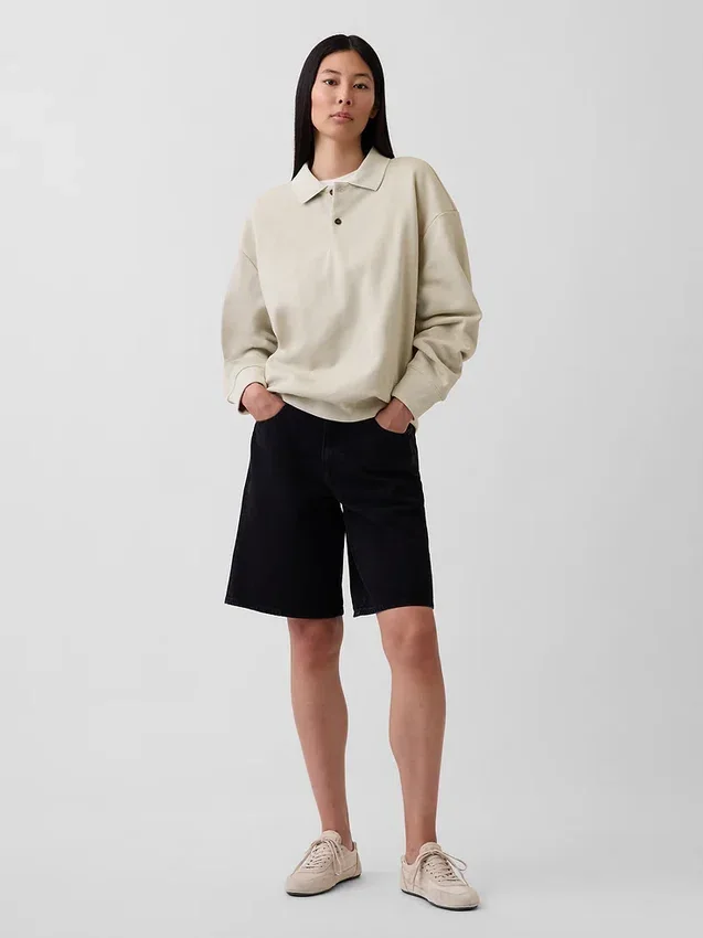 Bluza koszulka polo oversize dla dorosłych z grubej dzianiny