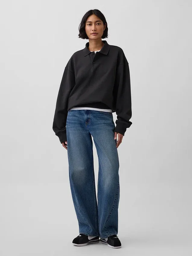 Bluza koszulka polo oversize dla dorosłych z grubej dzianiny