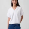 Bluza oversize z frotte Vintagesoft z dekoltem w serek