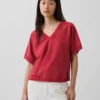 Bluza oversize z frotte Vintagesoft z dekoltem w serek