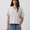 Bluza oversize z frotte Vintagesoft z dekoltem w serek