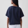 Bluza oversize z frotte Vintagesoft z dekoltem w serek