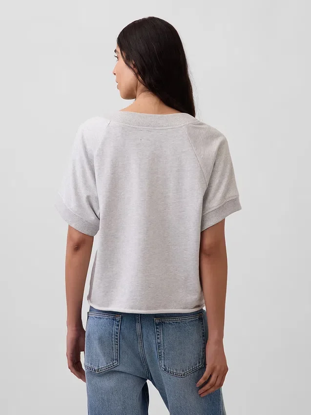 Bluza oversize z frotte Vintagesoft z dekoltem w serek