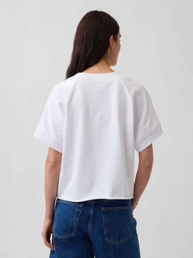 Bluza oversize z frotte Vintagesoft z dekoltem w serek