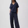 Bluza oversize z frotte Vintagesoft z dekoltem w serek