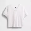 Bluza oversize z frotte Vintagesoft z dekoltem w serek