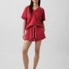 Bluza oversize z frotte Vintagesoft z dekoltem w serek