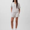 Bluza oversize z frotte Vintagesoft z dekoltem w serek