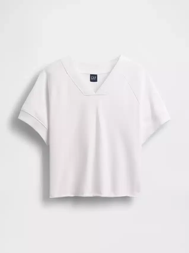 Bluza oversize z frotte Vintagesoft z dekoltem w serek