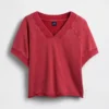 Bluza oversize z frotte Vintagesoft z dekoltem w serek
