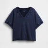Bluza oversize z frotte Vintagesoft z dekoltem w serek