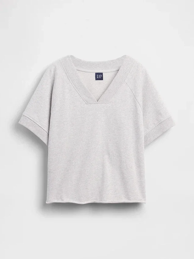 Bluza oversize z frotte Vintagesoft z dekoltem w serek