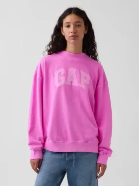 Bluza oversize z frotte Vintagesoft z golfem i logo