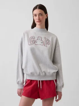 Bluza oversize z frotte Vintagesoft z golfem i logo