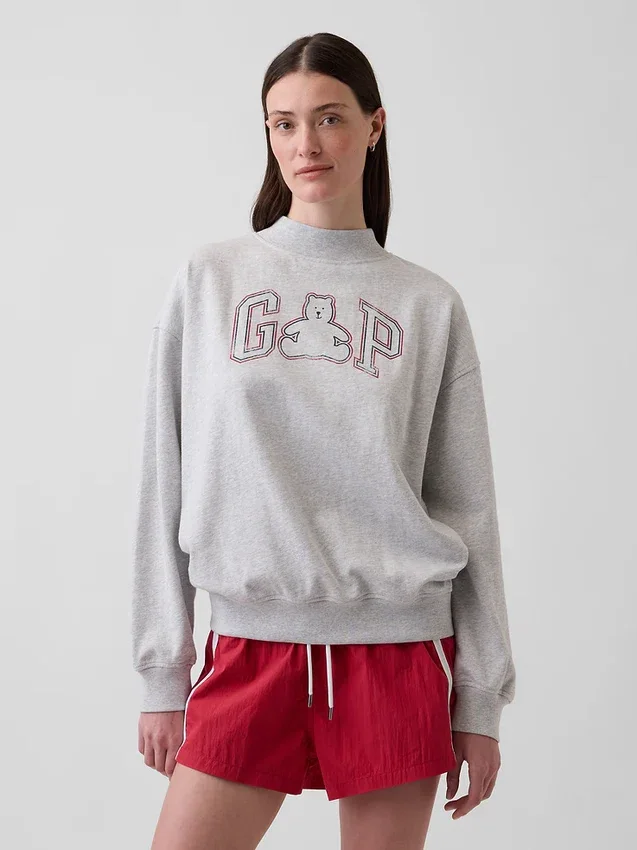 Bluza oversize z frotte Vintagesoft z golfem i logo
