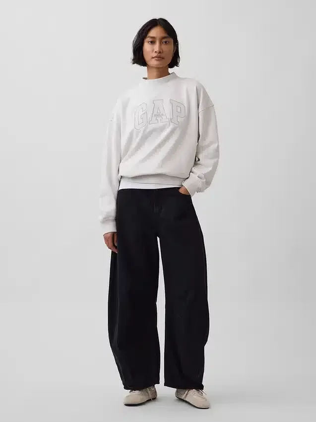 Bluza oversize z frotte Vintagesoft z golfem i logo