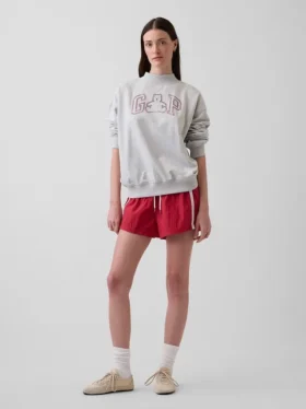 Bluza oversize z frotte Vintagesoft z golfem i logo