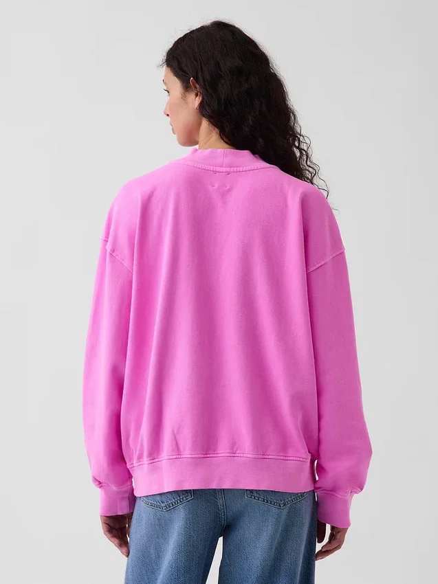 Bluza oversize z frotte Vintagesoft z golfem i logo